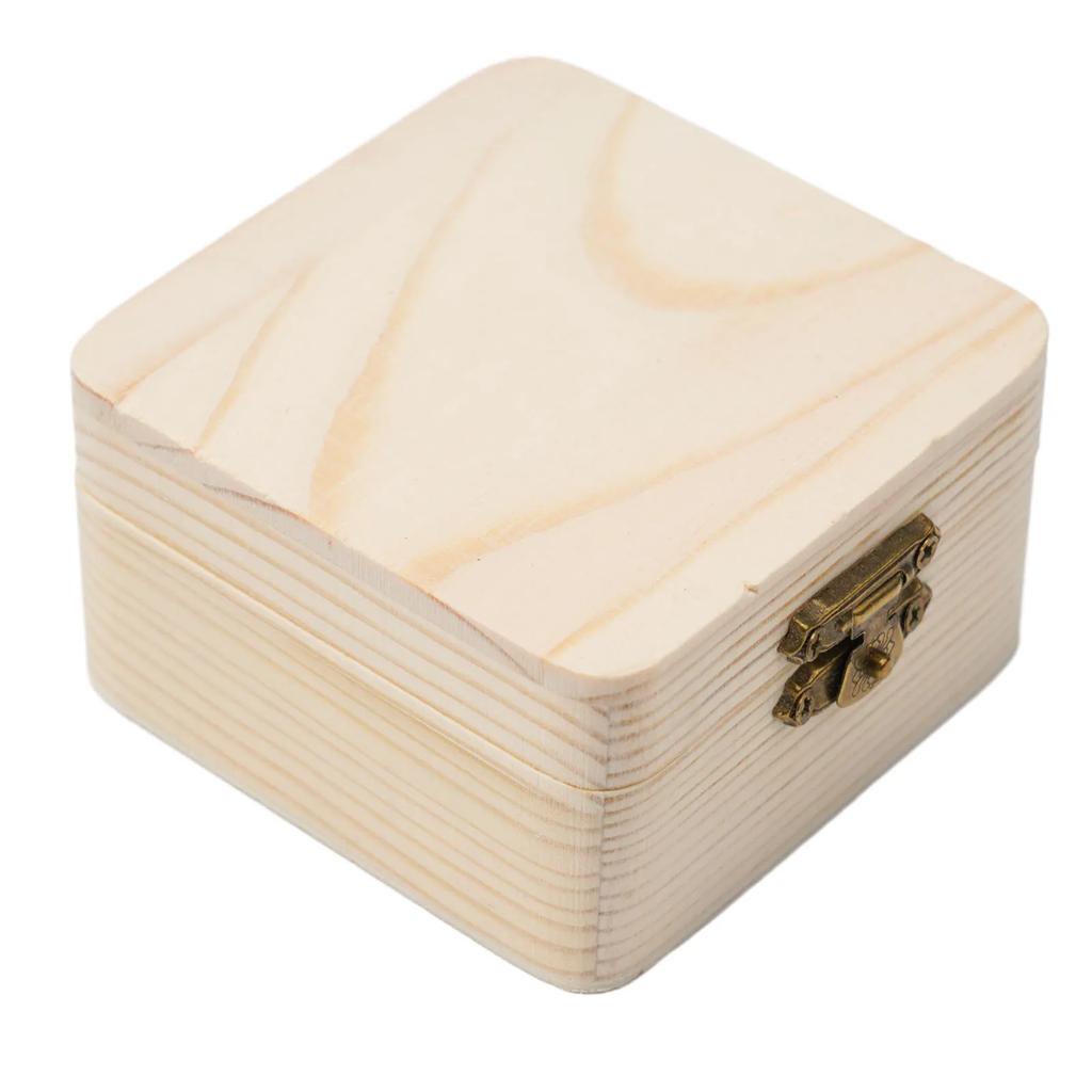 1pz 8x8x4,5cm Scatola Portaoggetti in Legno Naturale Scatola Regalo in Legno di Pino Liscio per Oggetti Vari Domestici Gioielli e Piccoli Accessori