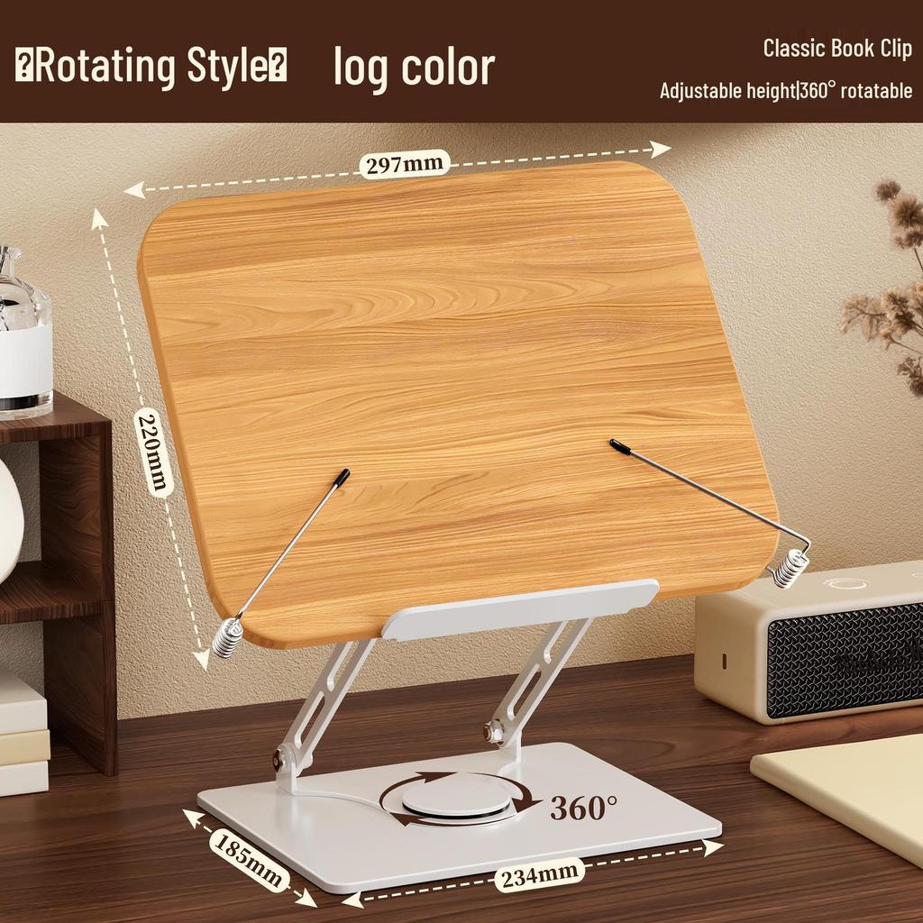 Walnut Rotatable Desktop Book Stand for Adults - Multifunctional and Adjustable