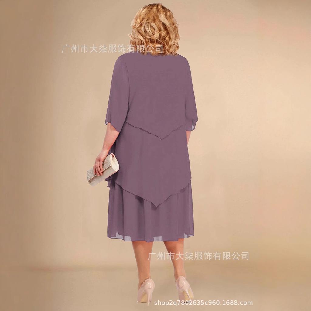 Chiffon Übergröße Mama Strandhochzeitskleid