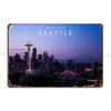 Seattle Night View Metal Sign Iron Plaques Wall Decor Designing Cinema Tin Sign Poster