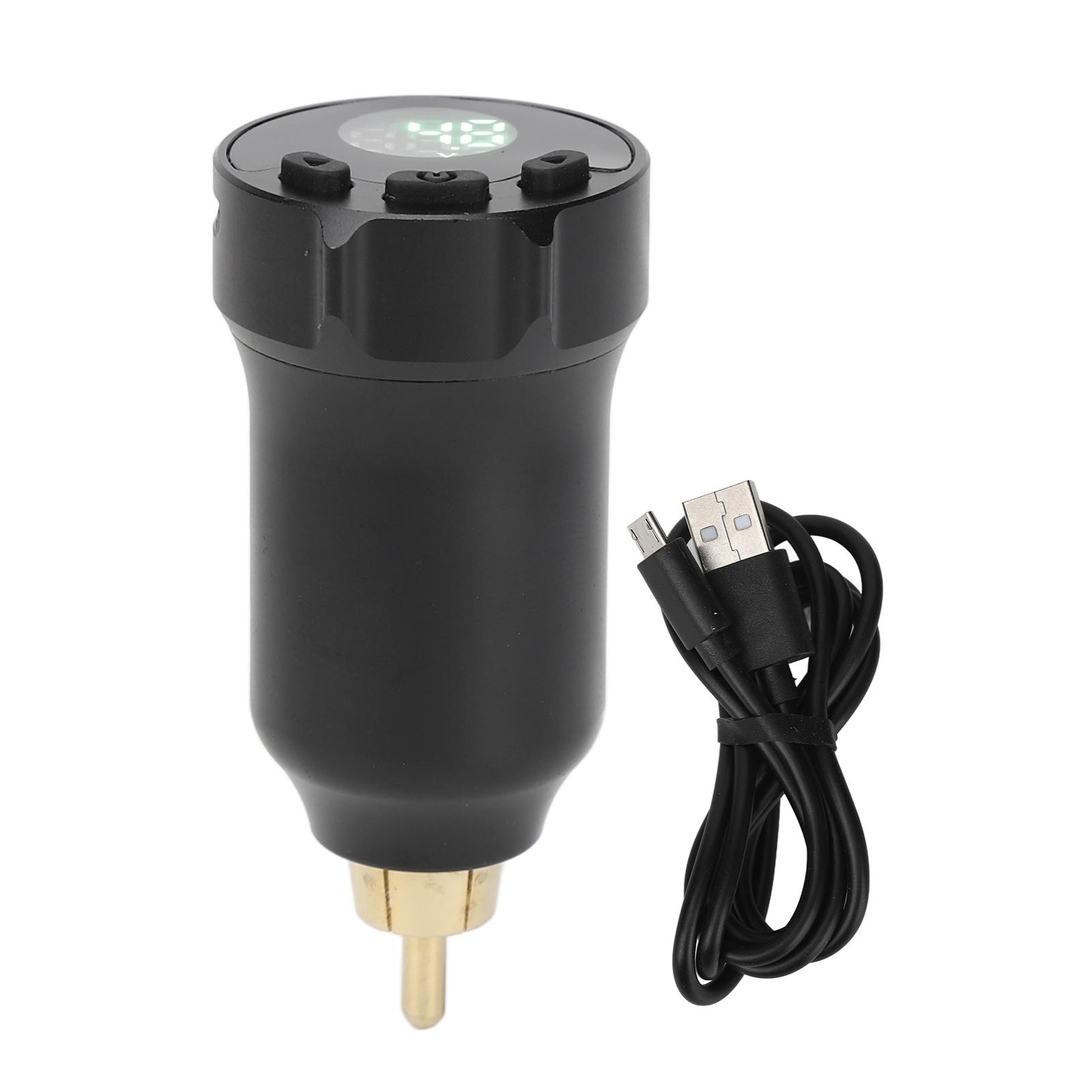 

Беспроводной блок питания для татуировки с ЖК-цифровым дисплеем, 4‑12 В, регулируемый аккумулятор для татуировки RCA емкостью 1600 мАч чёрный