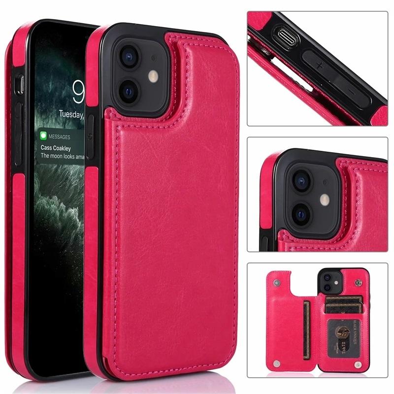 

Leather Wallet Back Case for iPhone 11 12 13 14 15 16 17 Pro Max Mini Air XR XS 8 7 Plus SE Card Slots Holder Flip Cover iPhone 7 8 SE2 SE3