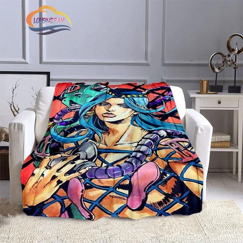 Karikatura JoJo's Bizarre Adventure Stone Ocean Deka Měkký fleece Throw Lehká All Seasons Teplá pro gaučovou přikrývku