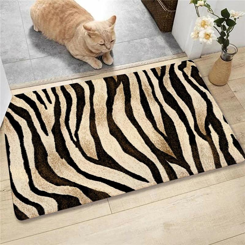 Fashion Animal Leopard Zebra Cow Deer Pattern Carpet Soft Carpets Rug Entrance Anti-slip Floor Mats Water Absorption