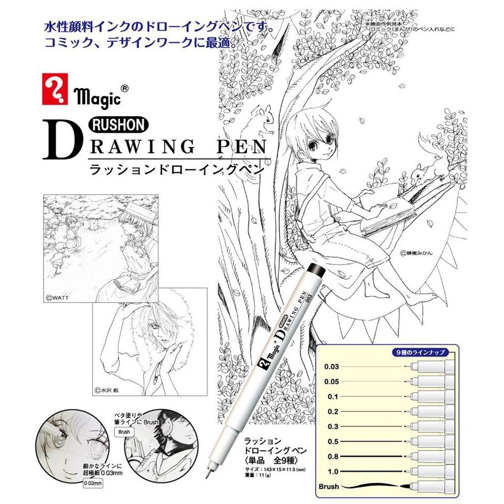 aqatec Magic Rasson Drawing Pen 0.05mm Black - Professional Fine Liner for Manga, Illustration, Technical Drawing, Set of 10