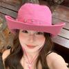 Star Pink Western Cowboy Hat Kids Summer Big Brim Sunscreen Bucket Hat Outdoor Hiking Hiking Hat