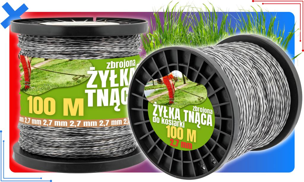 Reinforced Cutting Line for Trimmer Heads, Brushcutters, Grass Trimmers, Strong 2.7mm 100m