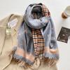 Elegant Houndstooth Scarf Imitation Cashmere Soft Warm Versatile Shawl Coldproof Windproof Blanket Scarf Two Sides Autumn Winter