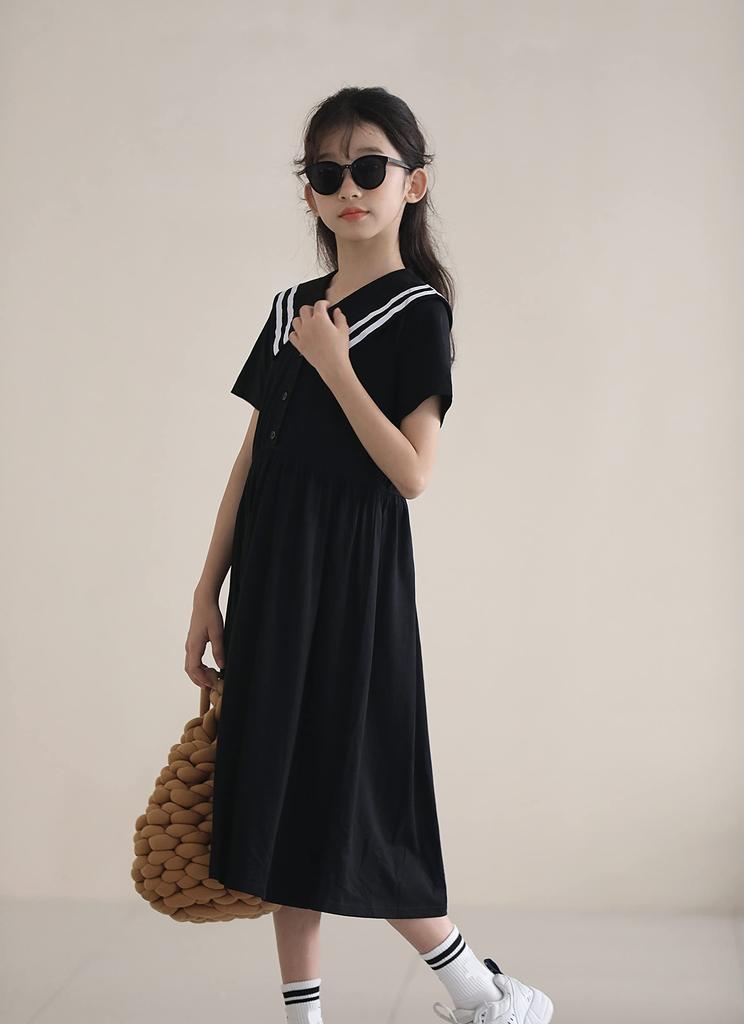 Weileenice Black Navy Size Perfect for Entrance Memorial Short Sailor Funeral Outfit Girls' Dress, Style, 130, Recitals, Ceremonies, Shichi-Go-San