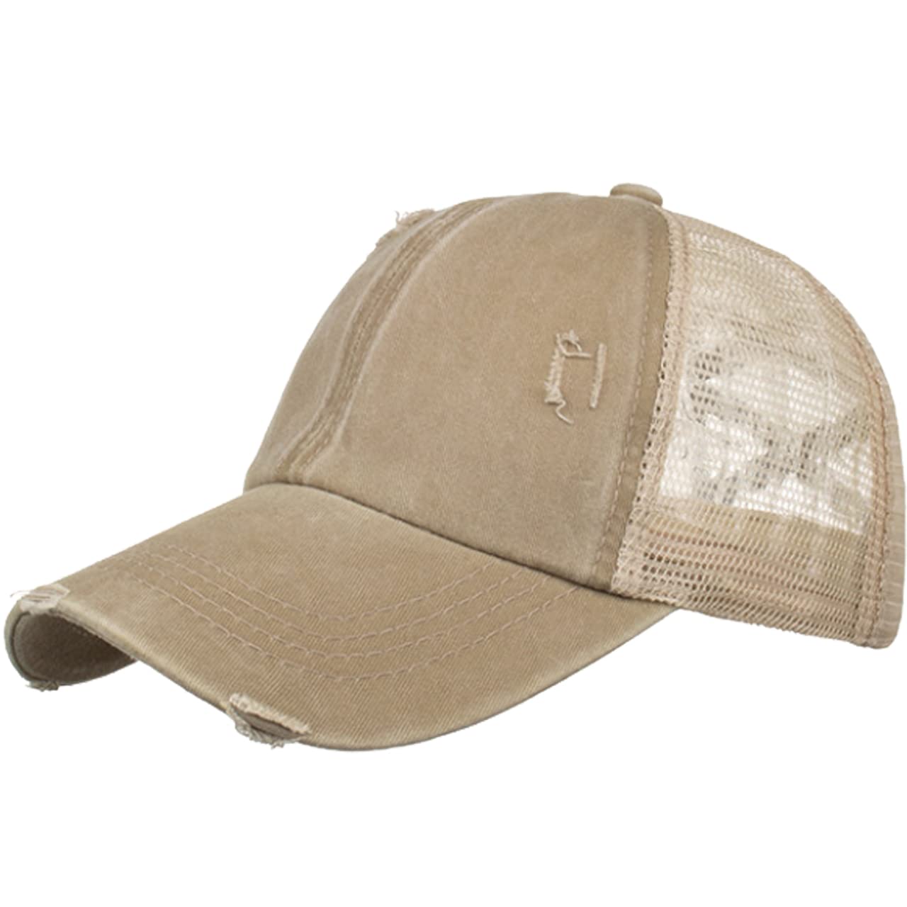 

Mesh CA662 [White Fang] Cap, Distressed, Hat, Running, Outdoor, Women, Men, (Khaki)