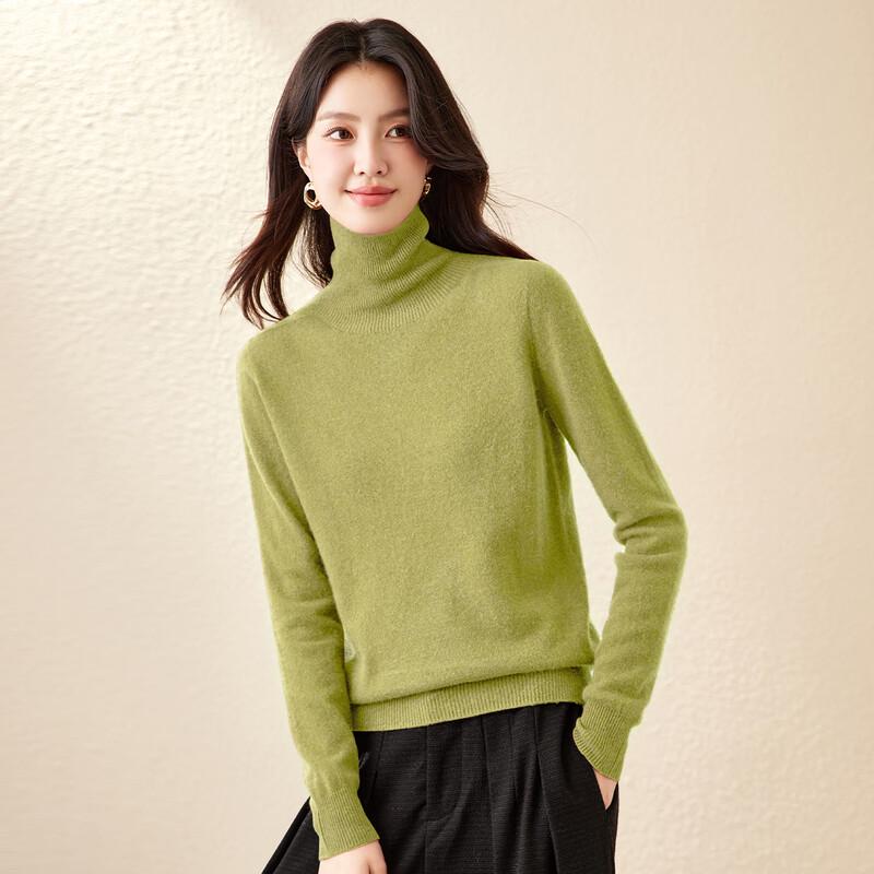 Women's High Neck Cashmere Wool Blend Knit Sweater