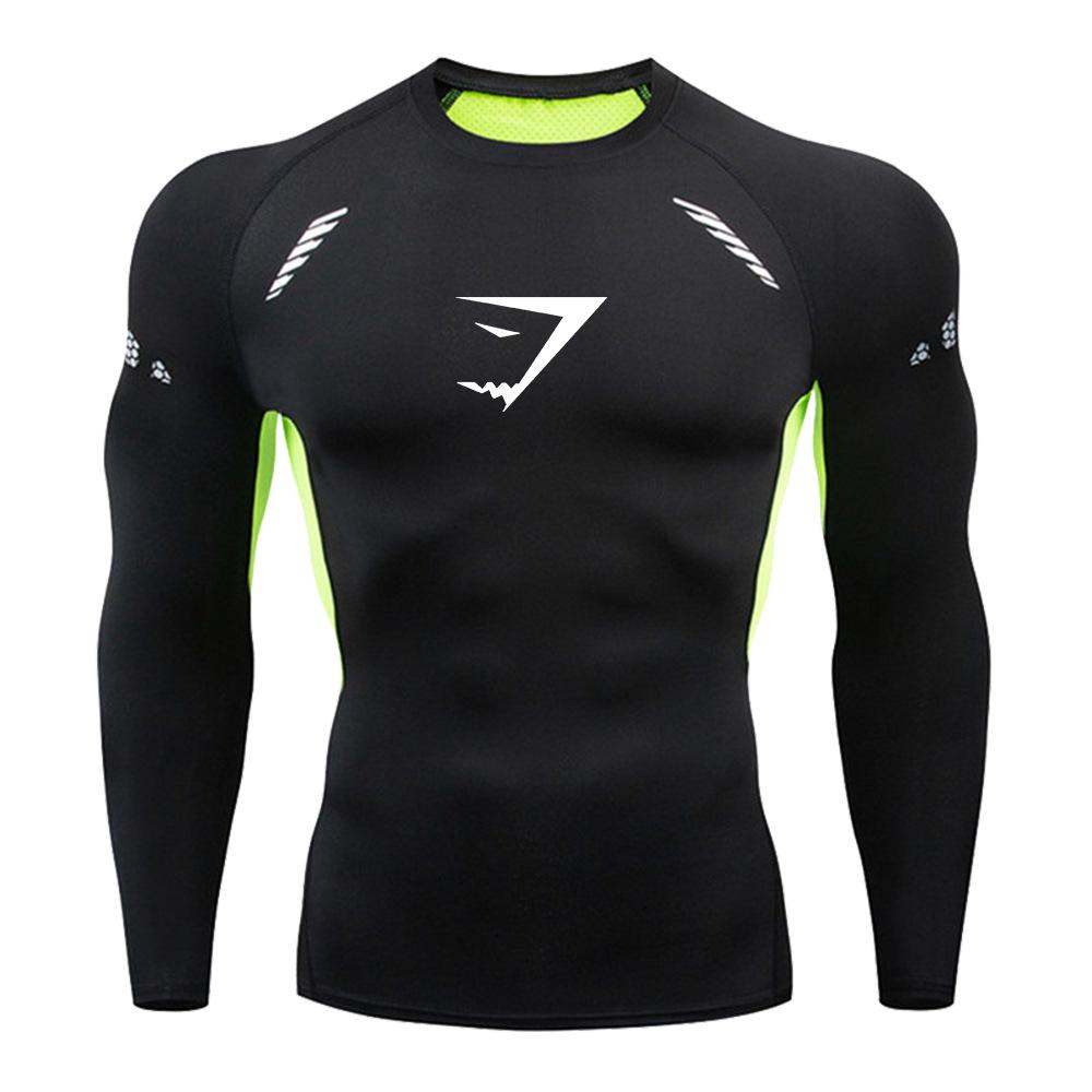 GYMSHARK Herren Schnelltrocknendes Kompressionsshirt mit langen Ärmeln - Atmungsaktive Sportbekleidung für Laufen & Fitness