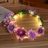 1PC Flower Headband Led Lights Hair Hoop Double-Sided Silk Floral Crown for Women Hair Headband Glowing Garland Light Up