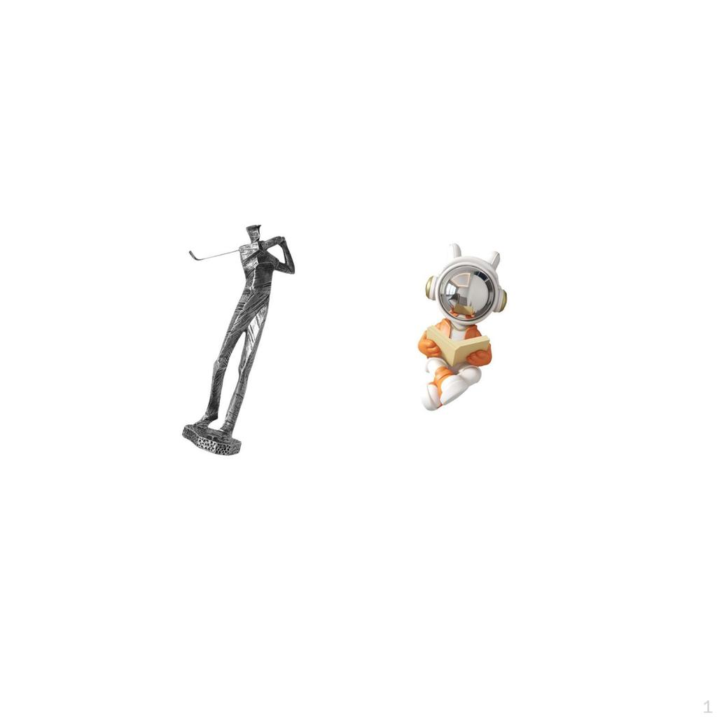 Golfing Astronaut Resin Figurine Decoration Modern Space Playing Figure Golfer Sculpture for Golf