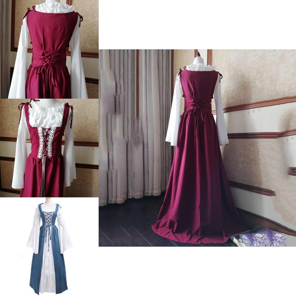 Atemberaubendes Damen-Bodenlanges Renaissance Mittelalterliches Kleid mit Schulterfreiem Design und Elastischer Taille