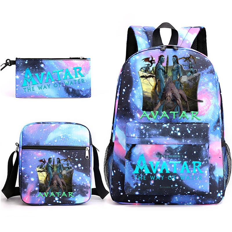 Large Capacity Schoolbag with Shoulder Strap; Student Three-piece Pencil Case Set