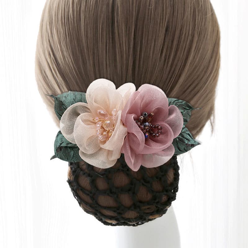 Hairnet Back Head Hair Updo Women Hair Net Headdress Flower Hair Accessories Hair Ring