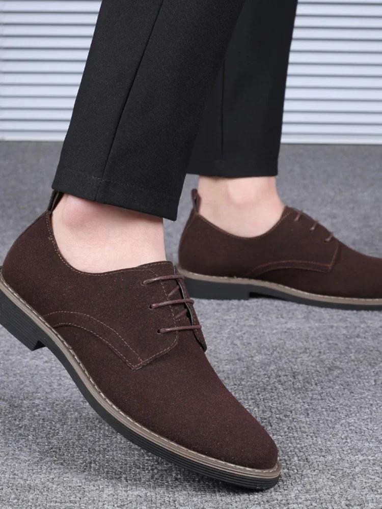Herre Semsket Sko Snøresko Blå Oxford Sko for Menn Flats Motesneakers Høst Pustende Komfortable Fritidssko
