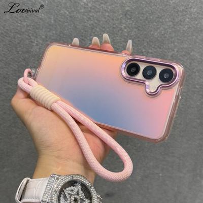 Aurora Matte Wrist Strap Case for Samsung Galaxy S26 S2 Ultra S24 S23 FE S22 Plus A A6 A16 A4 A3 A1 Lanyard Hard Cover