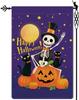 Happy Halloween Garden Ag Black Cats & Gentle Skeleton Ag Skull Full Moonlight Ghost Pumpkin Bats Vertical Double Si AAO
