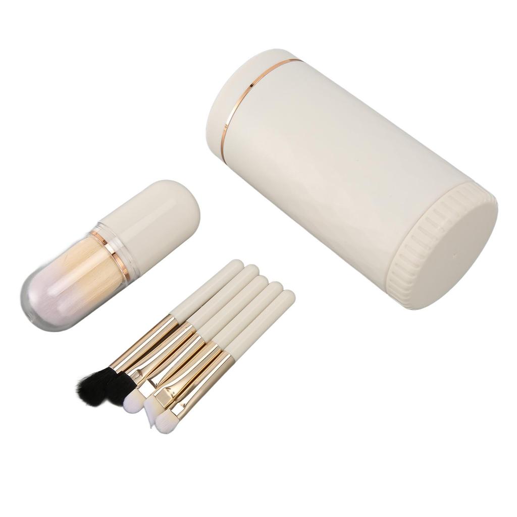 6 in 1 Makeup Brush Set Portable Synthetic Cosmetic Brushes Set for   Blending Powder Eye Shadow with Mirror
