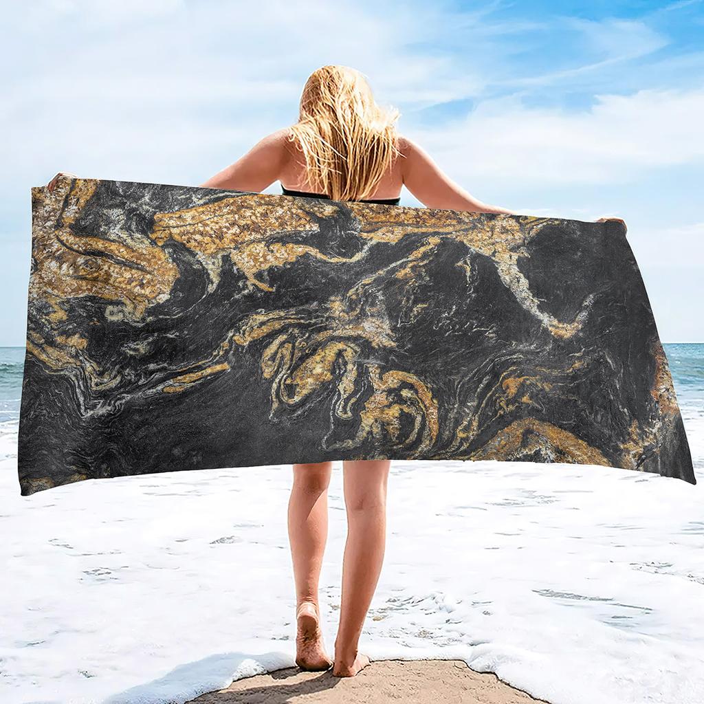Beautiful Marble Pattern Printing Series Seaside Vacation Beach Towel Swimming Bath Towel