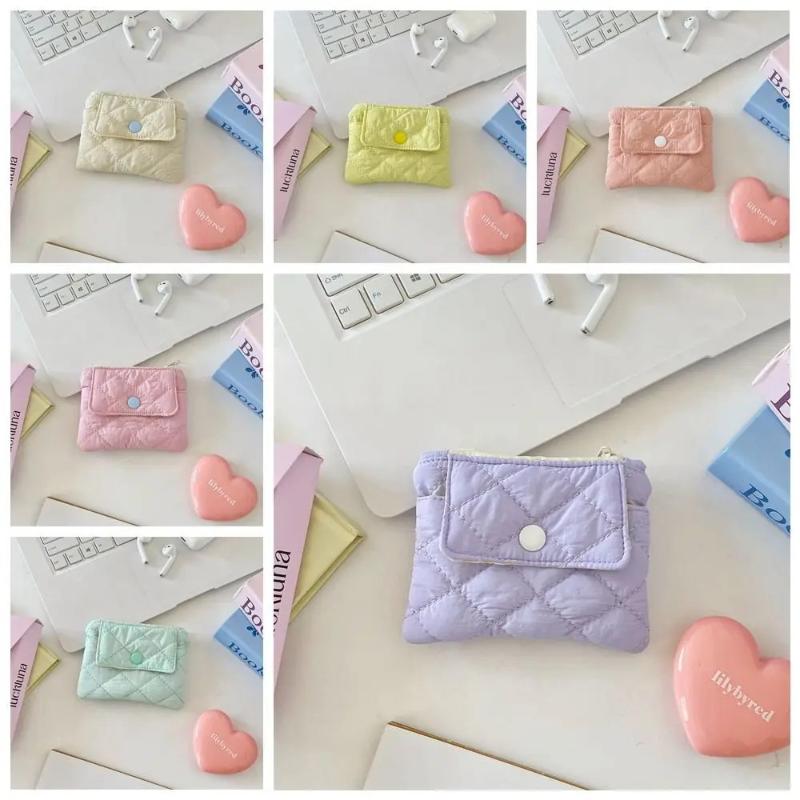 Sweet Multifunctional Mini Canvas Coin Purse Jewelry Packing Bag Card Holder Small Lipstick Bag Candy Color Cute Wallet Outdoor
