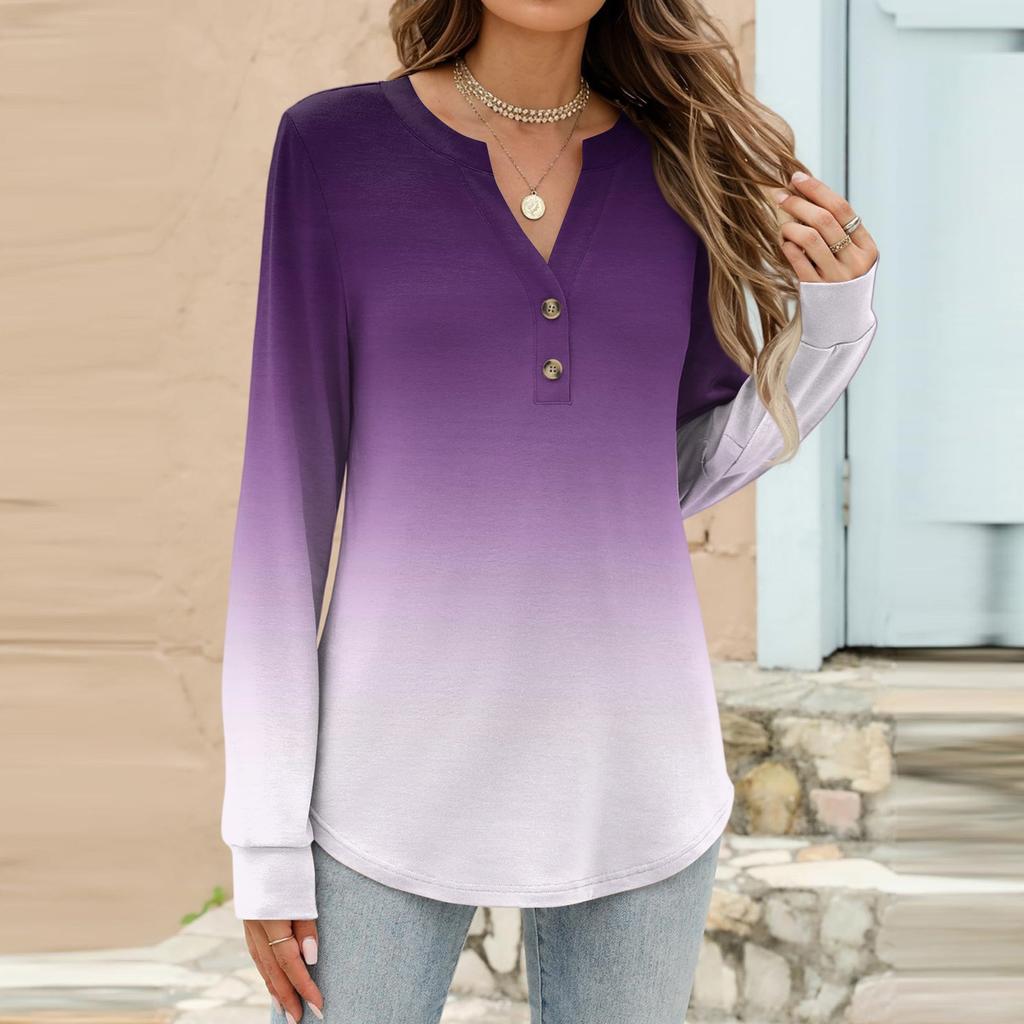 Women's Fashion Casual Printed Long Sleeve T-Shirt Pullover Top