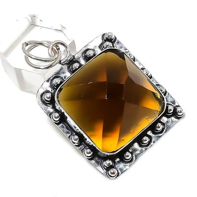 Natural Citrine Gemstone Handmade 925 Sterling Silver Jewelry Pendant 2.01" G1Y19