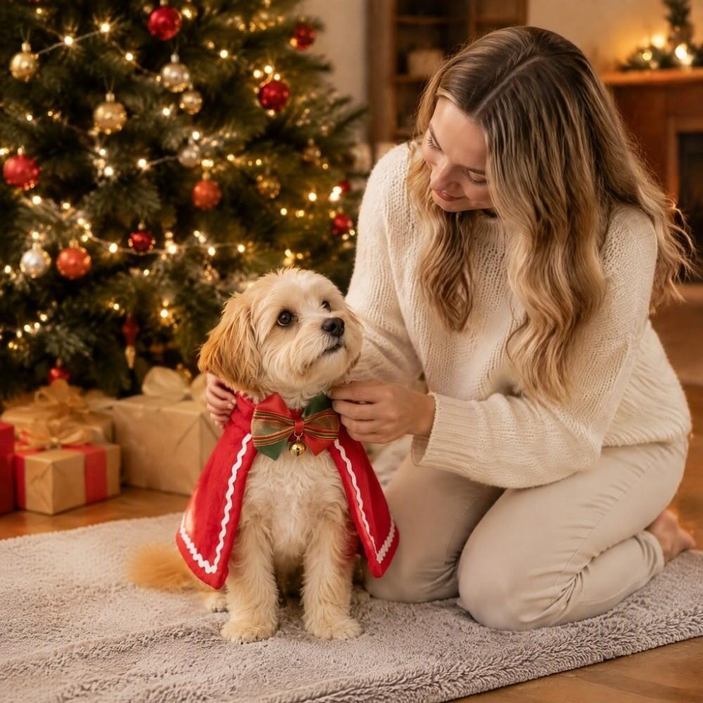 Soft Winter Cat Cloak Lightweight Christmas Pet Costume Fashion Dog Cosplay Costume Holiday