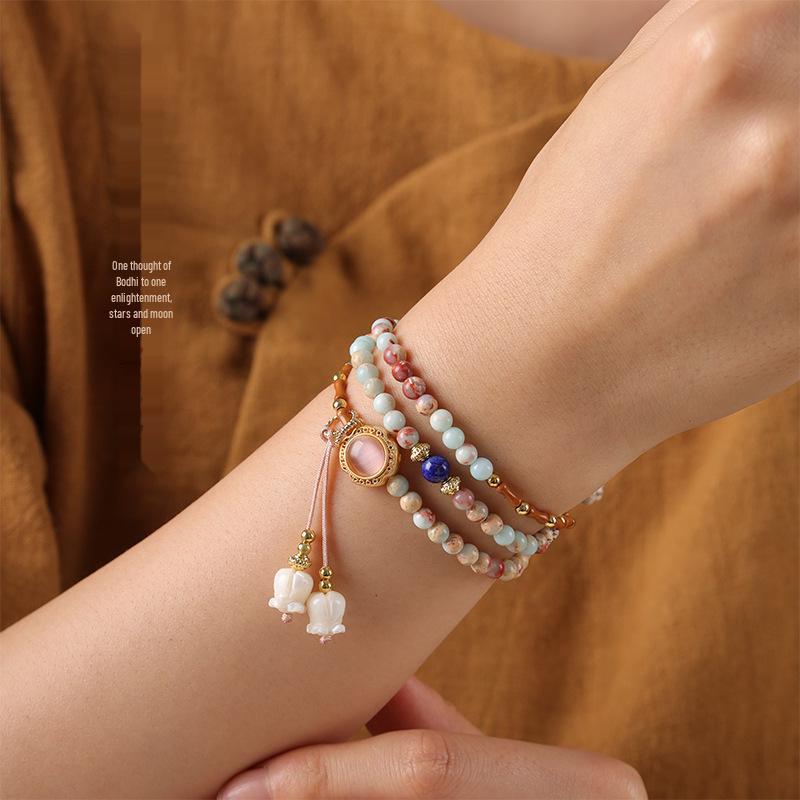 Elegant Shoushan Stone Layered Beaded Bracelet: Women's Light Luxury, Exquisite High-End National Style DIY Accessory