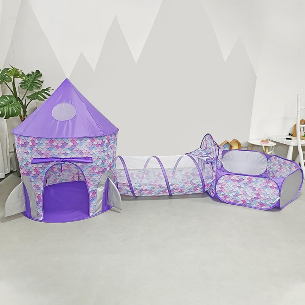 Benebomo Tent Kids Tent Set Pop Up Tent Children 3 Piece Set Ball Pool Tent House Kids Tents Play Tent House Easy Installation Carry Bag Included