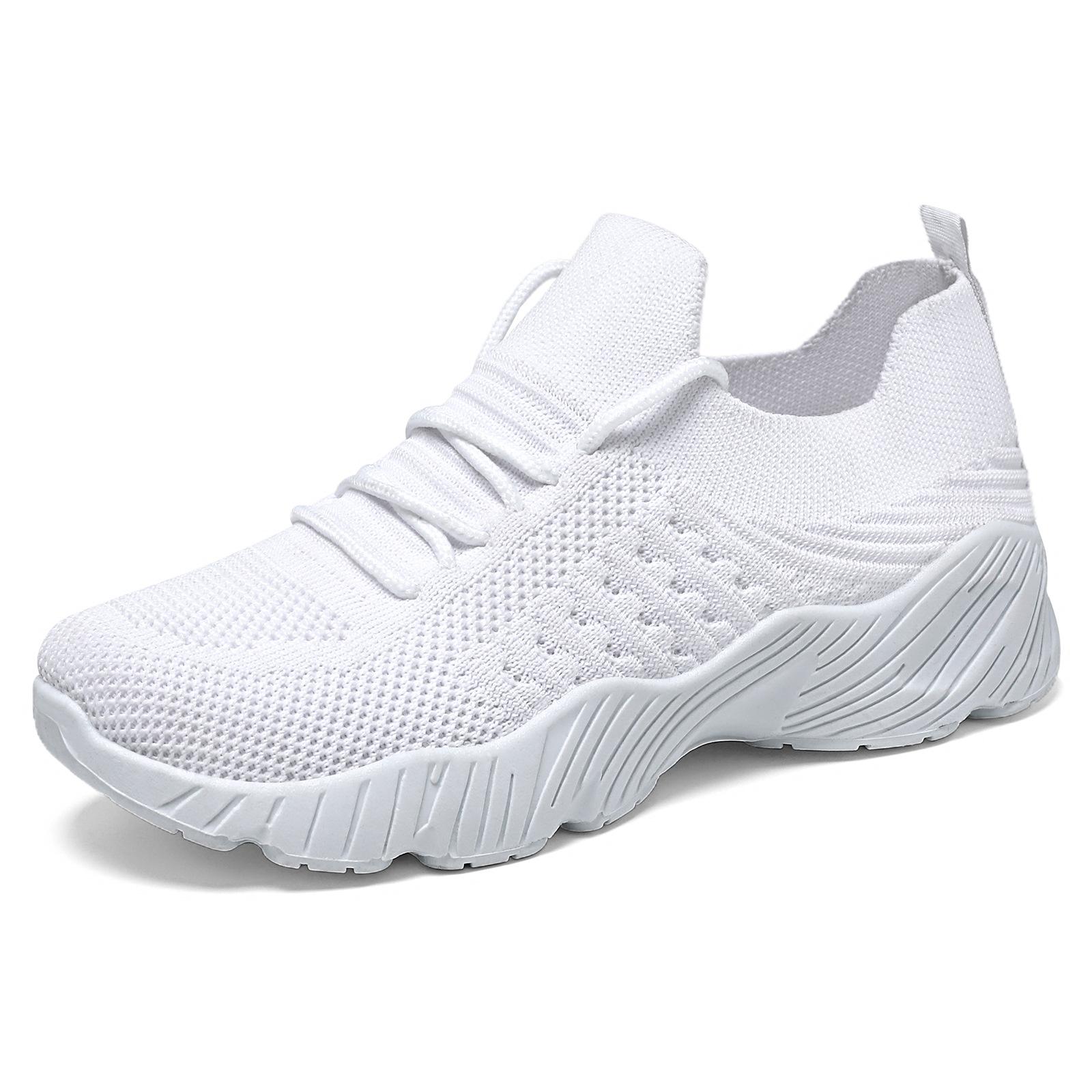 

Solid-color Women s Shoes Lightweight Casual Shoes Breathable Fly-ribbed Sports Shoes 42 білий