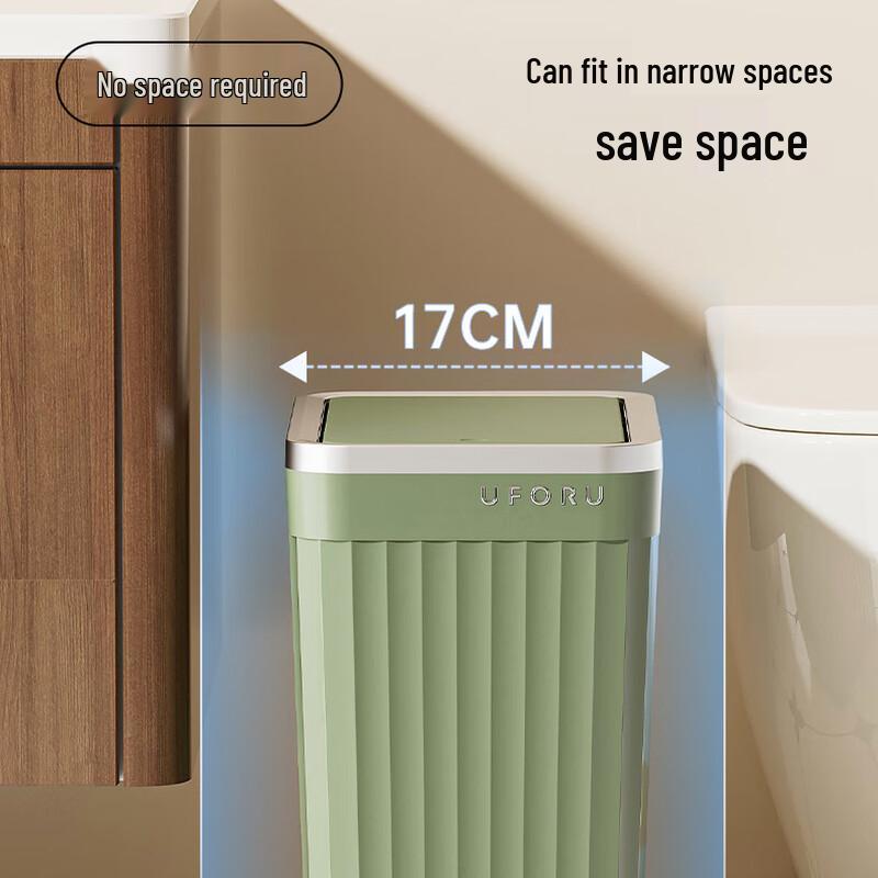 Slim Press-Top Bathroom Trash Can with Lid