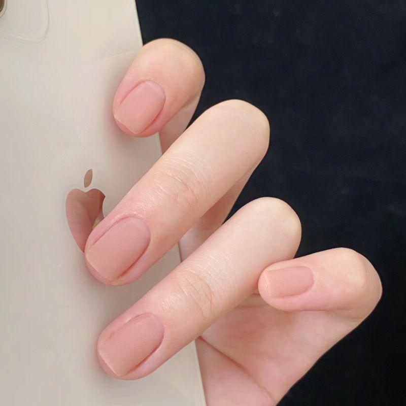 

Чистое Желание Телесно-Розовый Носимый Лак Короткие Рабочая Одежда Наклейки для Ногтей Элегантный Белый Телесный Цвет Беременные Женщины Накладные Кончики Ногтей Съемные Frosted Nature Nude-Short Square