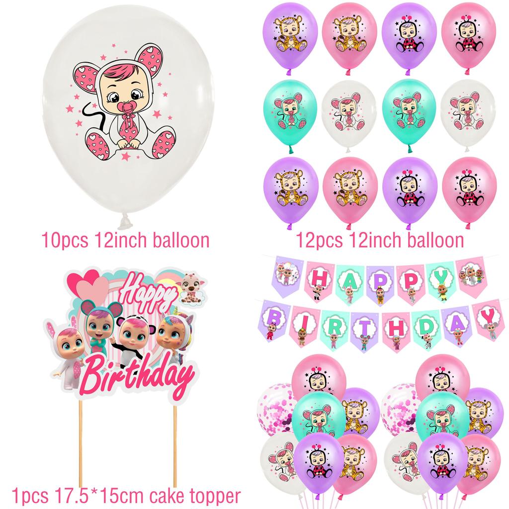 Adorable Cry Babies Magic Tears Birthday Party Decoration Set With Colorful Banners And Balloons