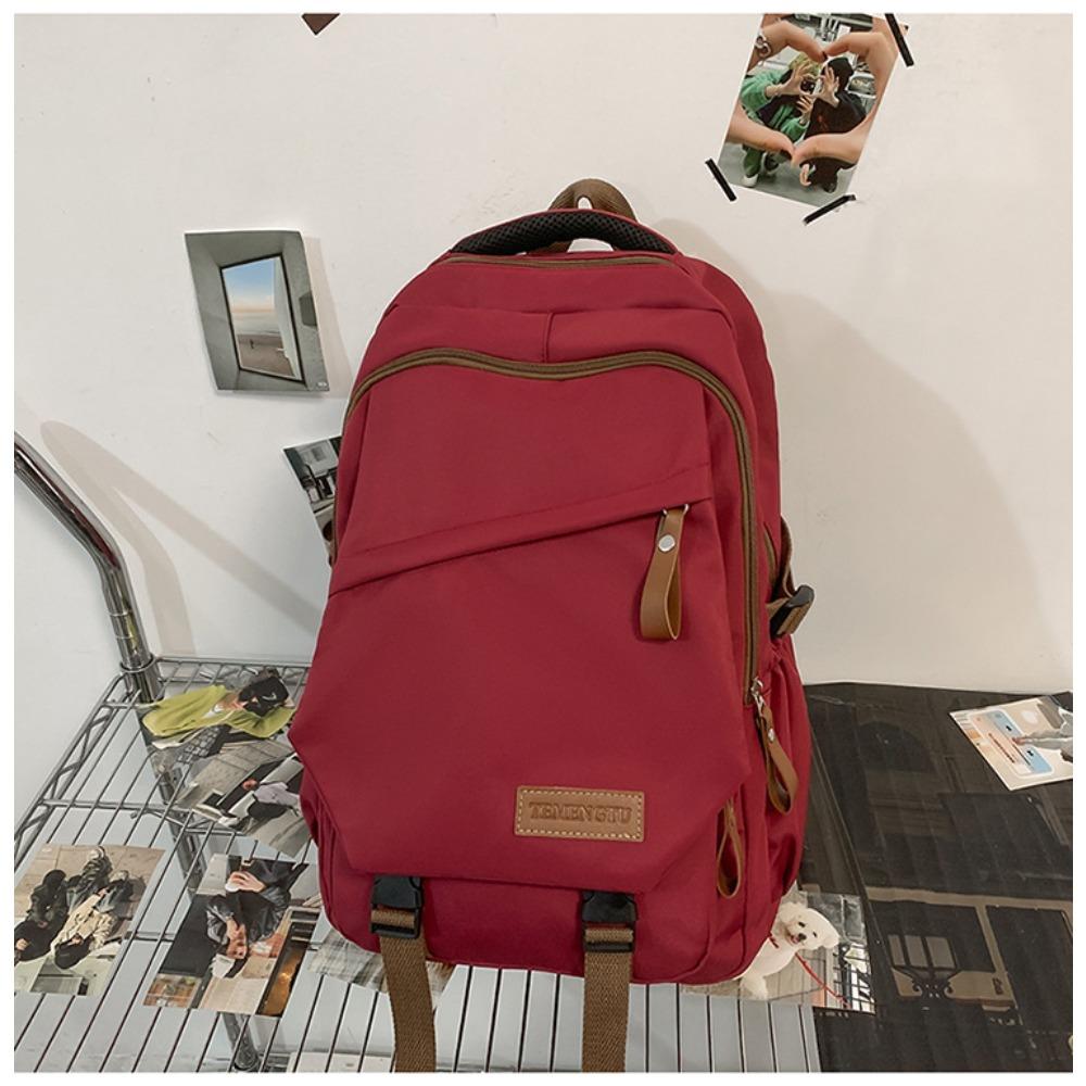 

School bag male Japanese casual versatile simple junior high school college student backpack travel large capacity computer backpack female красный