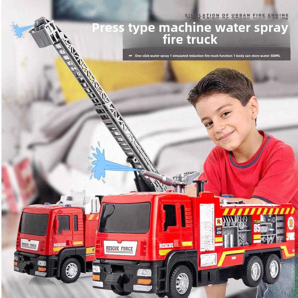 Firefighting Simulation Model: Alloy Fire Truck with Ladder, Water Tanker, Light, Music, and Pull-Back Action.