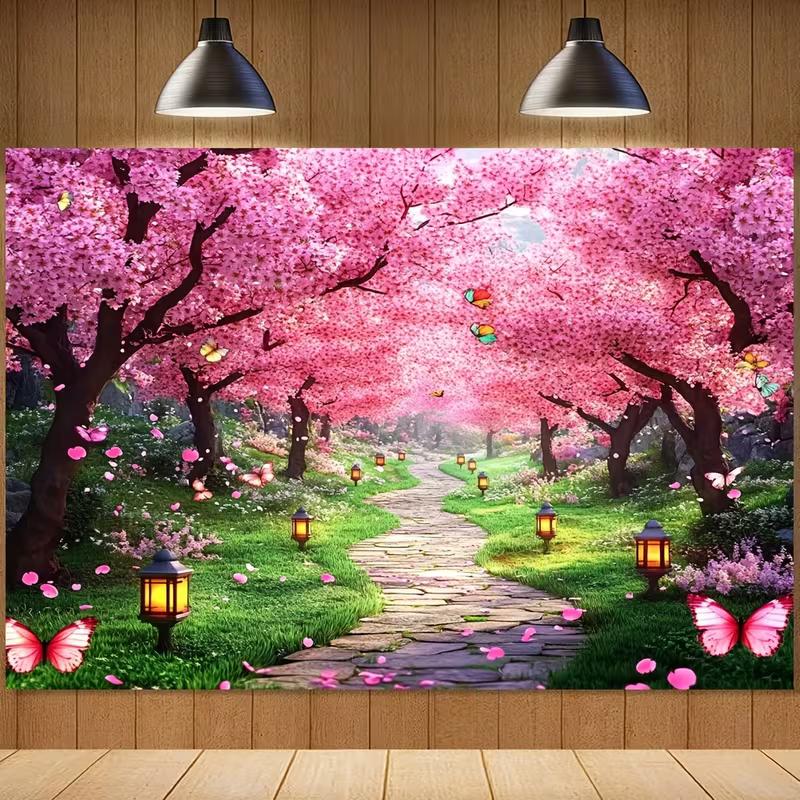 2D Romantická cesta s třešňovými květy Pozadí Květinový tunel Foto pozadí