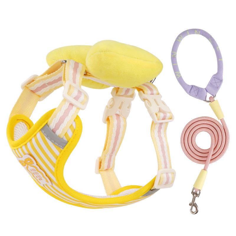 Four-Season Anti-Escape Harness with Bow Tie for Small Dogs - No Choke Leash, Ideal for Pet Walking and Gardening.