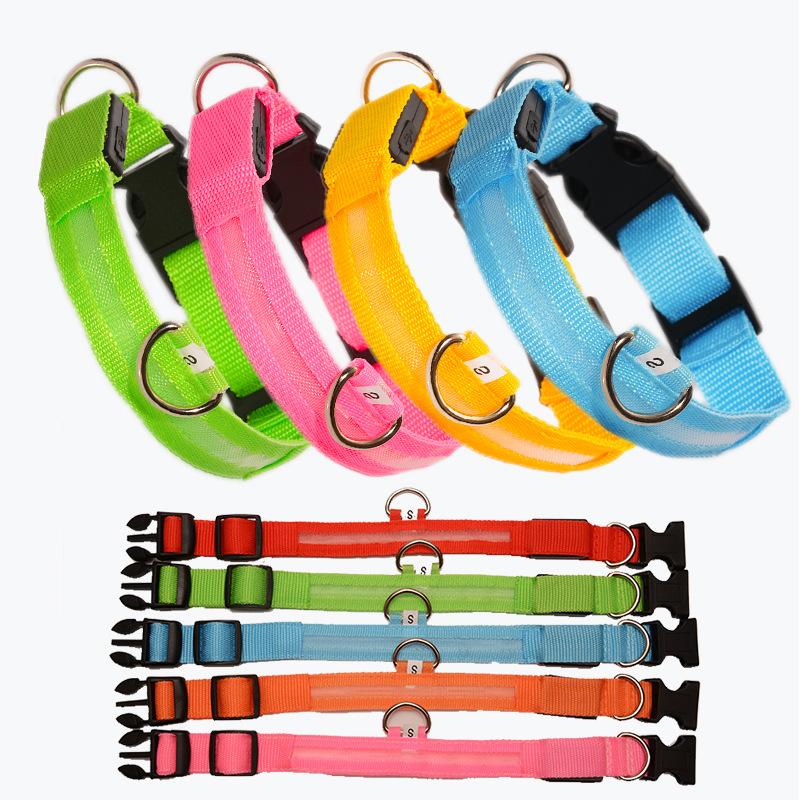 Dog Collar Nylon LED Night Safety Flashing Glow In The Dark Pet Dog Leash Pet Dogs Luminous Fluorescent Dog Accessories Collar