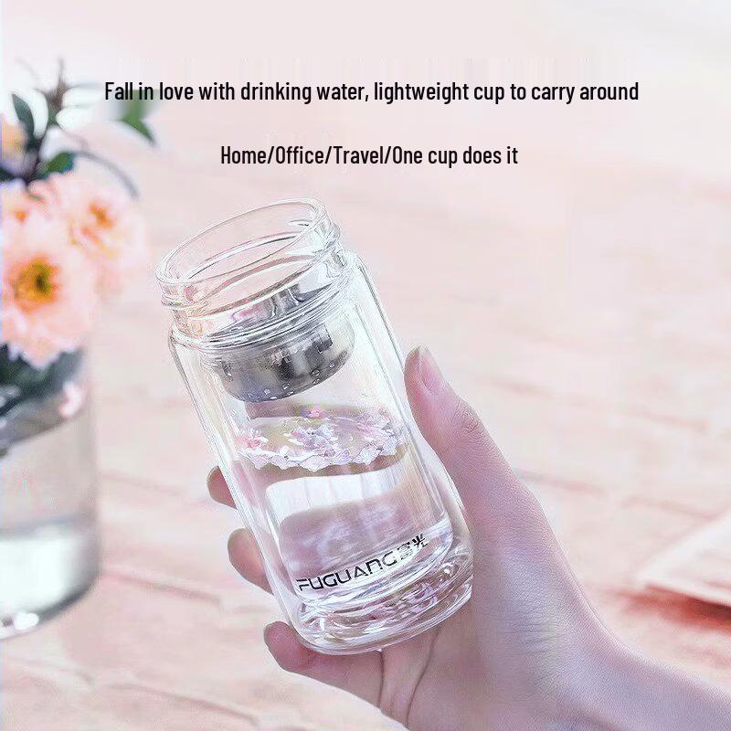 

Fuguan Portable Double Wall Borosilicate Glass Tea Cup