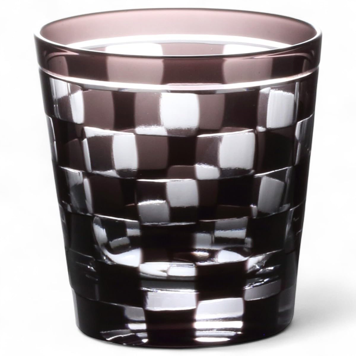 

Mizukage Kiriko Rocks Glass Checkered Bisho J-kitchens Cup, 85xH90mm, 260cc, Purple, (Current Model)