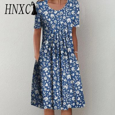 Abiti casual con scollo a maniche corte a maniche corte primavera estate moda donna