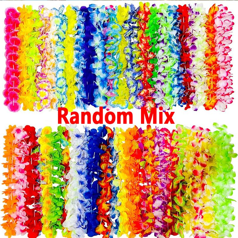 

24-50PCS Hawaiian Artificial Flower Necklace Party Wreath Wedding Tropical Beach Birthday Party Supplies Garland Decoration 24PCS