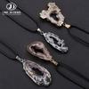 Natural Brazilian Agate Geode Slice Necklace Gold Silver Plated Edge Raw Geode Pendant With Wax Cord Bulk Jewelry