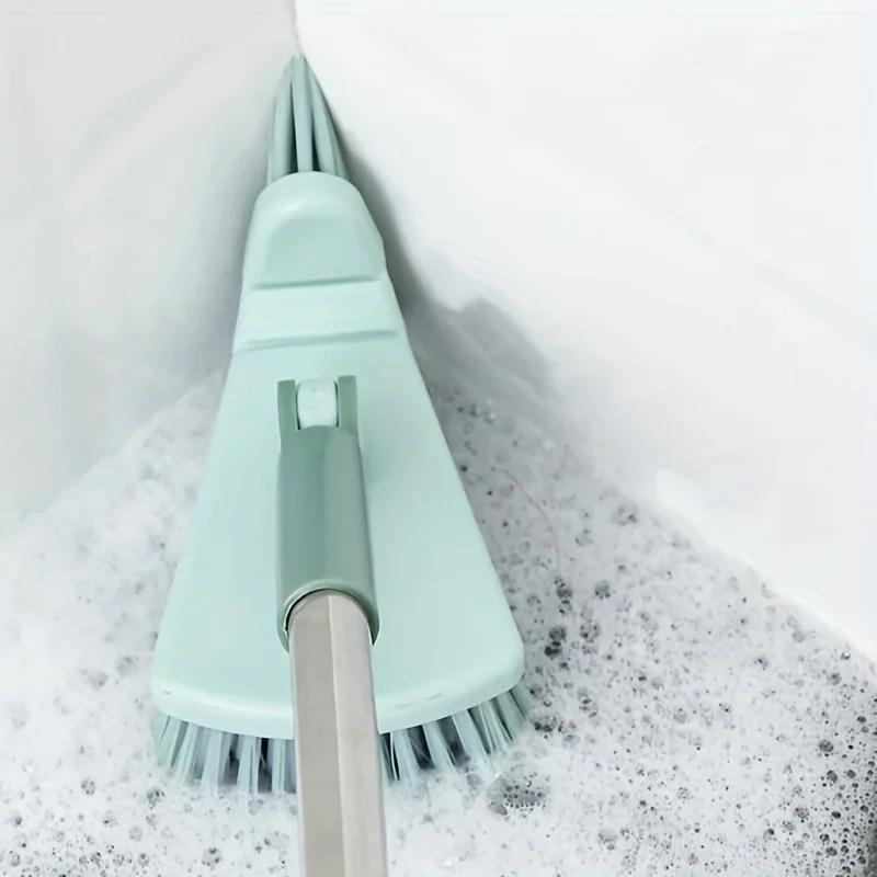 Triangle Floor Brush for Cleaning Bathtub and Floor Gaps, Long Handle Detachable Bathroom, Kitchen, and Balcony
