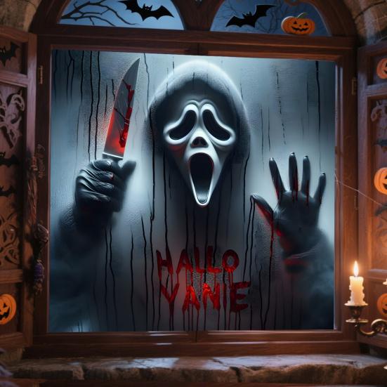 Halloween Spooky Window Clings Horrible Screaming Ghost Silhouette Window Sticker Creepy Blood