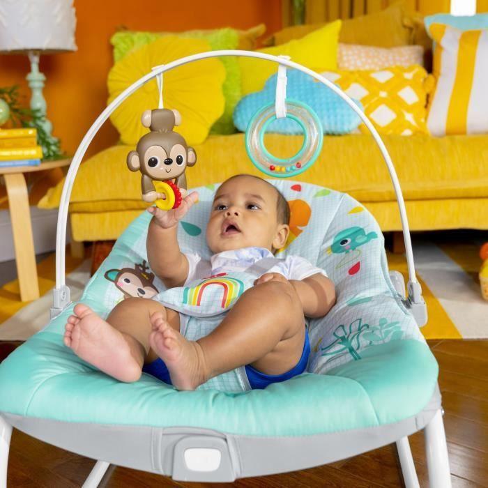 Bright starts Verstellbare Babywippe Regenbogen, blau, Beruhigende Vibrationen, 2 Neigungspositionen, ab 0 Monaten bis 18 kg