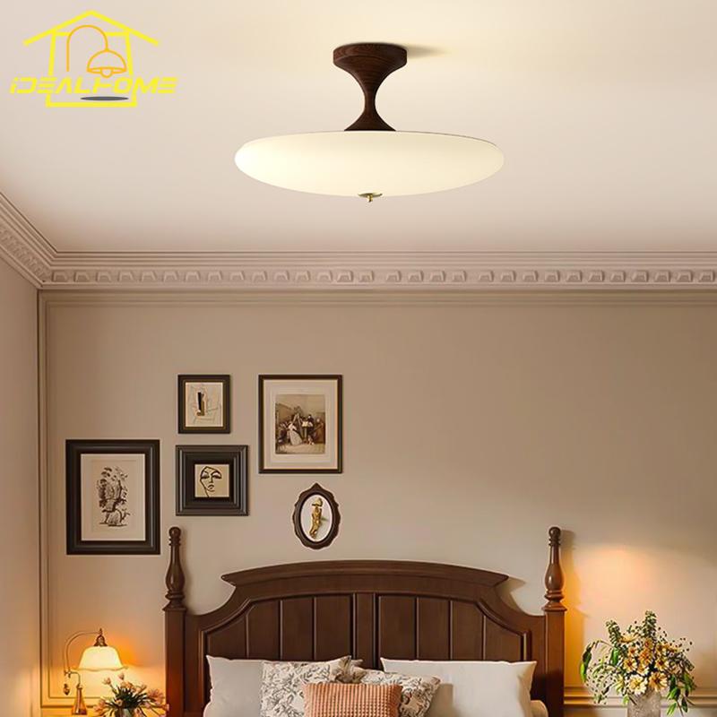 Vintage Walnut Shell Acrylic Iron Art Decorative Ceiling Lights LED Warm Romantic Round Ceiling Lamp Bedroom Bedroom Study Cafe
